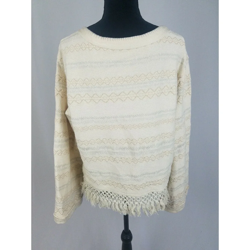Free People‎ women SP bell long sleeve fringe pullover hippie boho